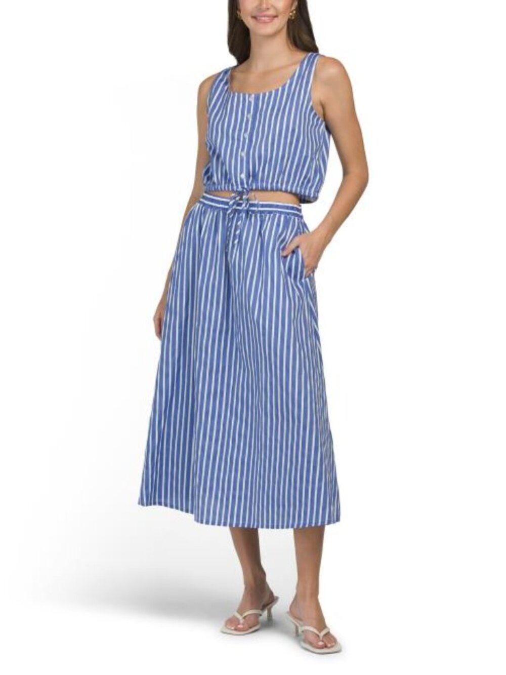 LOVE TREE 2pc Poplin Striped Maxi Skirt And Top Set